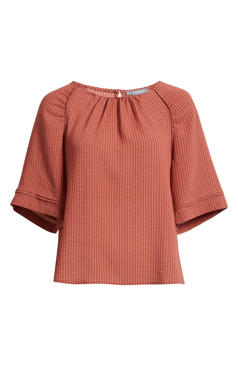 Wit & Wisdom Shirred Bell Sleeve Top, Alternate, color, Mahogany Red