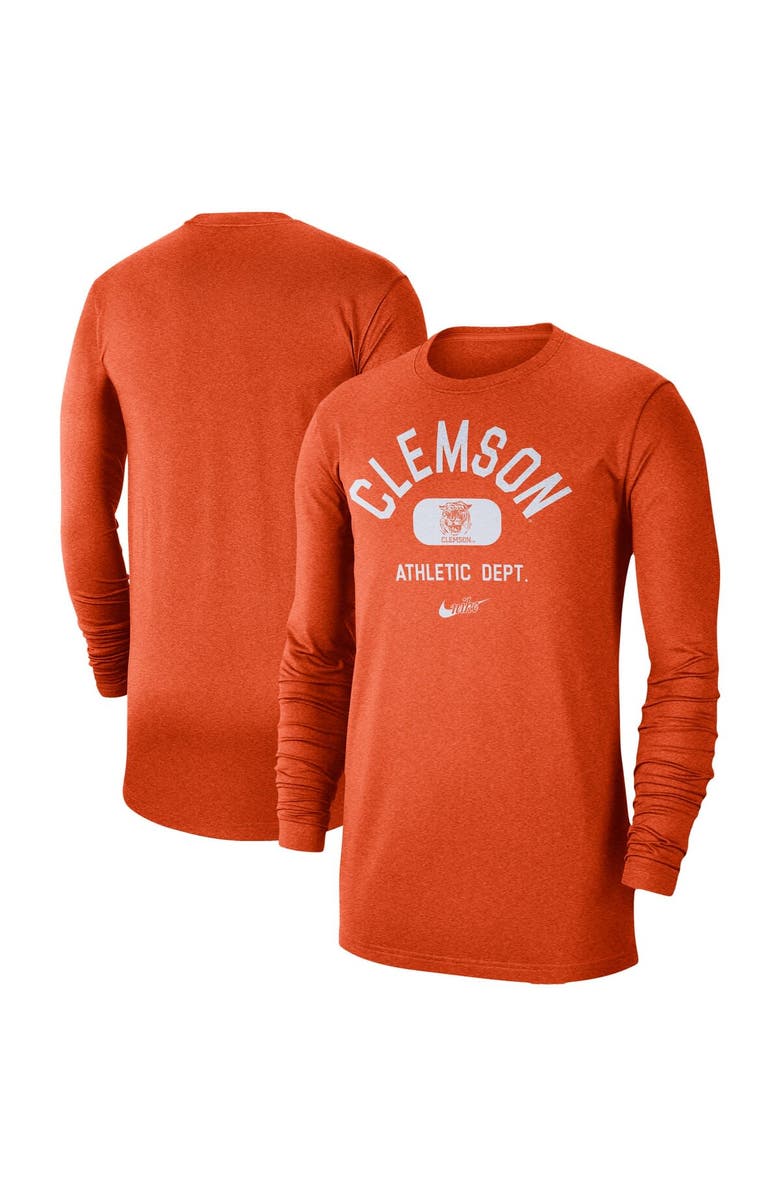 Nike Men's Nike Orange Clemson Tigers Textured Long Sleeve T-Shirt, Main, color,