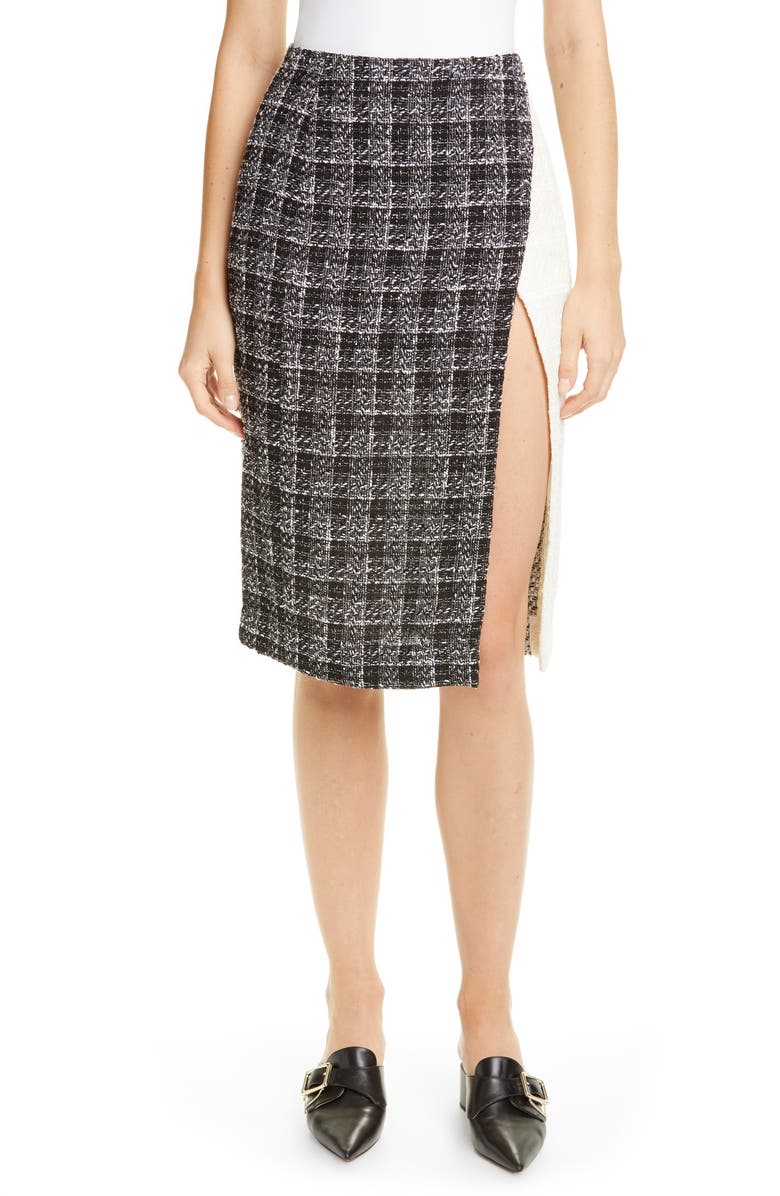 Oscar de la Renta Colorblock Tweed Skirt, Main, color,