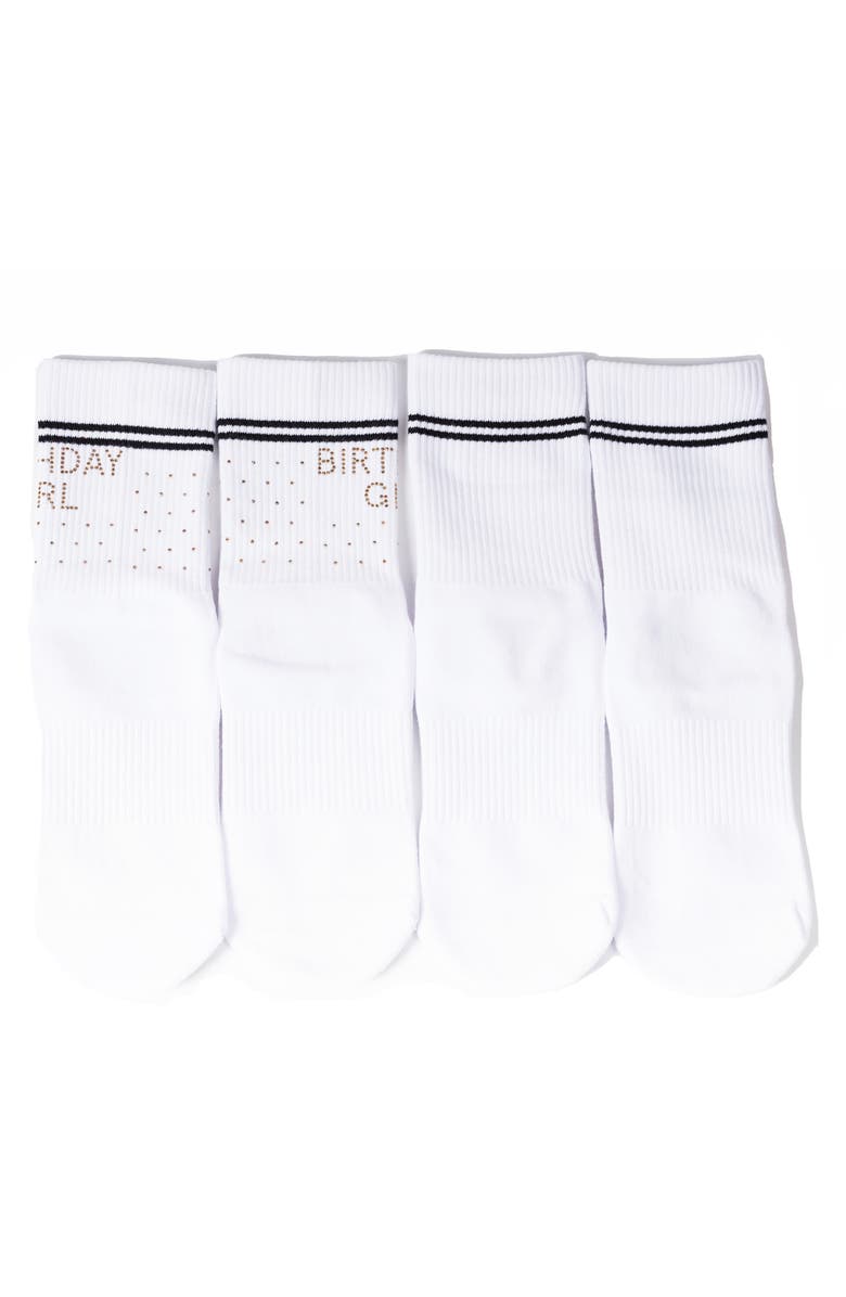 Arebesk Birthday Classic Assorted 2-Pack Gripper Quarter Socks, Alternate, color, White
