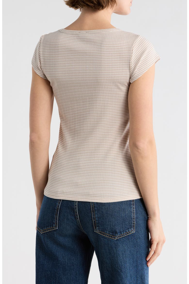Fitted Scoop Neck T-Shirt, Alternate, color, BEIGE STRIPE