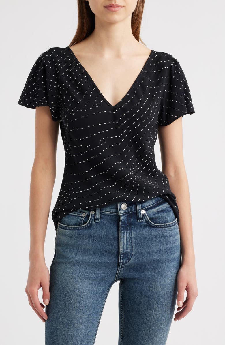 rag & bone Yvonne Print Flutter Sleeve Top, Main, color, 
