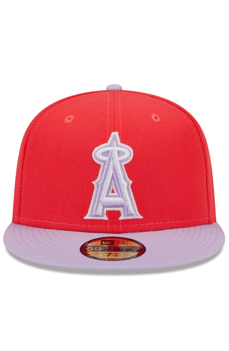 New Era Men's New Era Red/Lavender Los Angeles Angels Spring Color Two-Tone 59FIFTY Fitted Hat, Alternate, color,