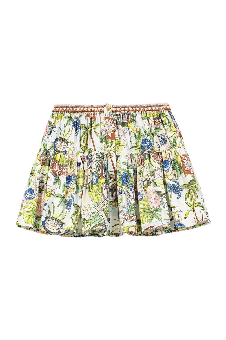 Printed ruffled skirt, Alternate, color, Postcard print