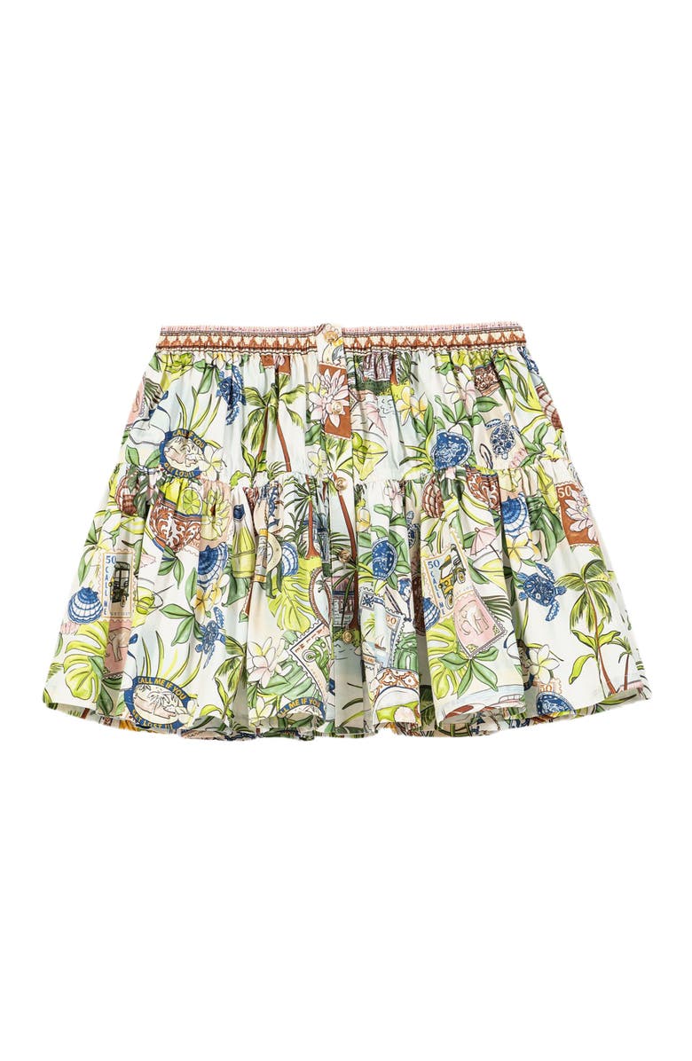 maje Printed ruffled skirt, Alternate, color, Postcard Print