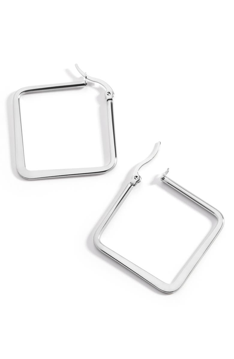 Mint 
Lily Geometric Girl Boss Hoop Earrings, Main, color, Silver