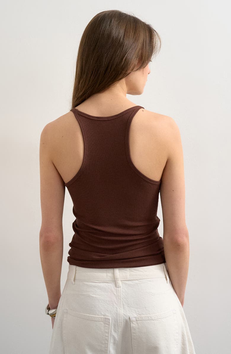 Topshop Spaghetti Strap Racerback Tank, Alternate, color, Brown