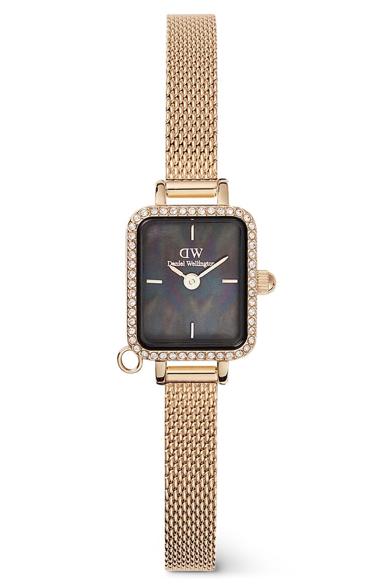 Quadro Mini Crystal Zodiac Bracelet Watch, 15mm, Main, color, GOLD