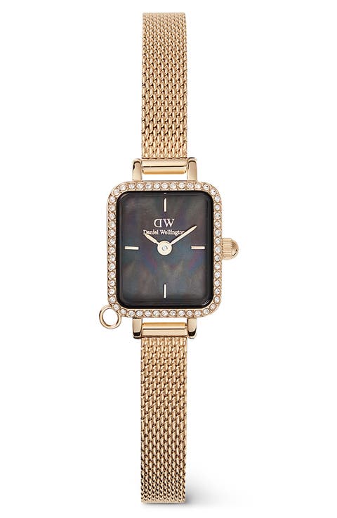 Quadro Mini Crystal Zodiac Bracelet Watch, 15mm