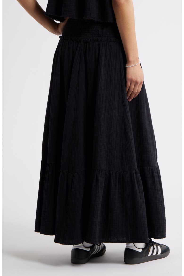 Cotton Gauze Tiered Maxi Skirt, Alternate, color, BLACK
