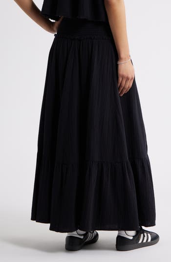 Tiered Cotton Maxi Skirt