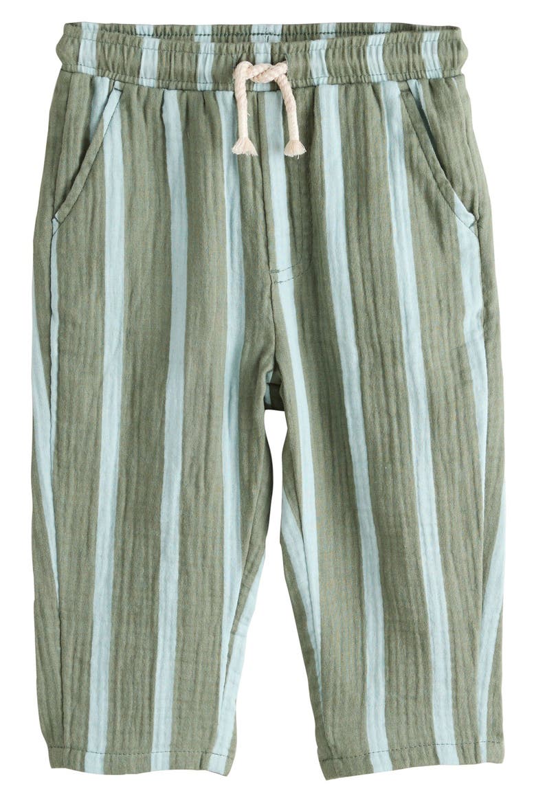 Kids' Stripe Cotton Pants, Main, color, GREEN