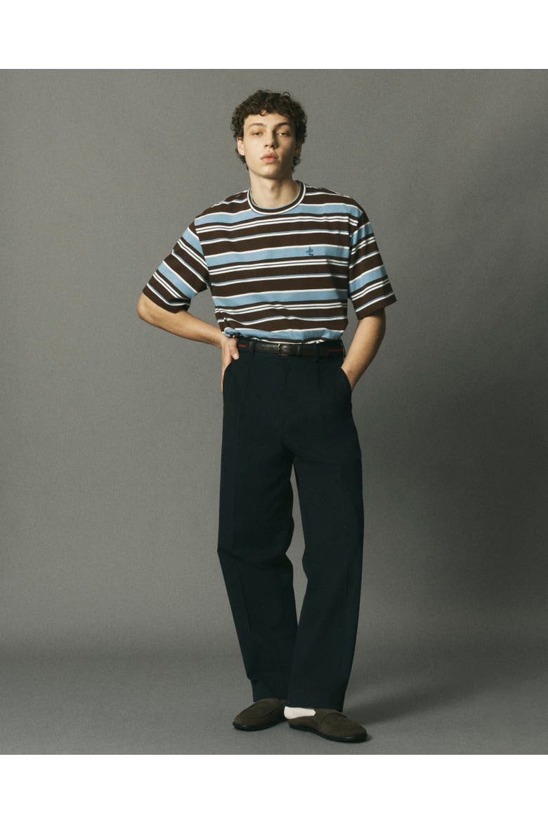 le PÈRE Blue Brown Striped Tommy Tee, Alternate, color, Blue/Brown Stripe