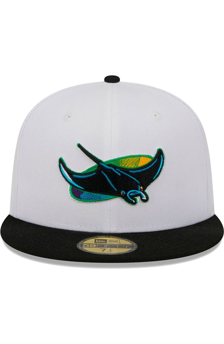 New Era Men's New Era White/Black Tampa Bay Rays Optic 59FIFTY Fitted Hat, Alternate, color, 