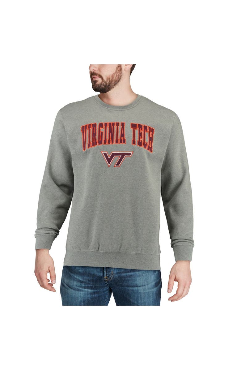 COLOSSEUM Men's Colosseum Heather Gray Virginia Tech Hokies Arch & Logo Crew Neck Sweatshirt, Alternate, color, Heather Gray