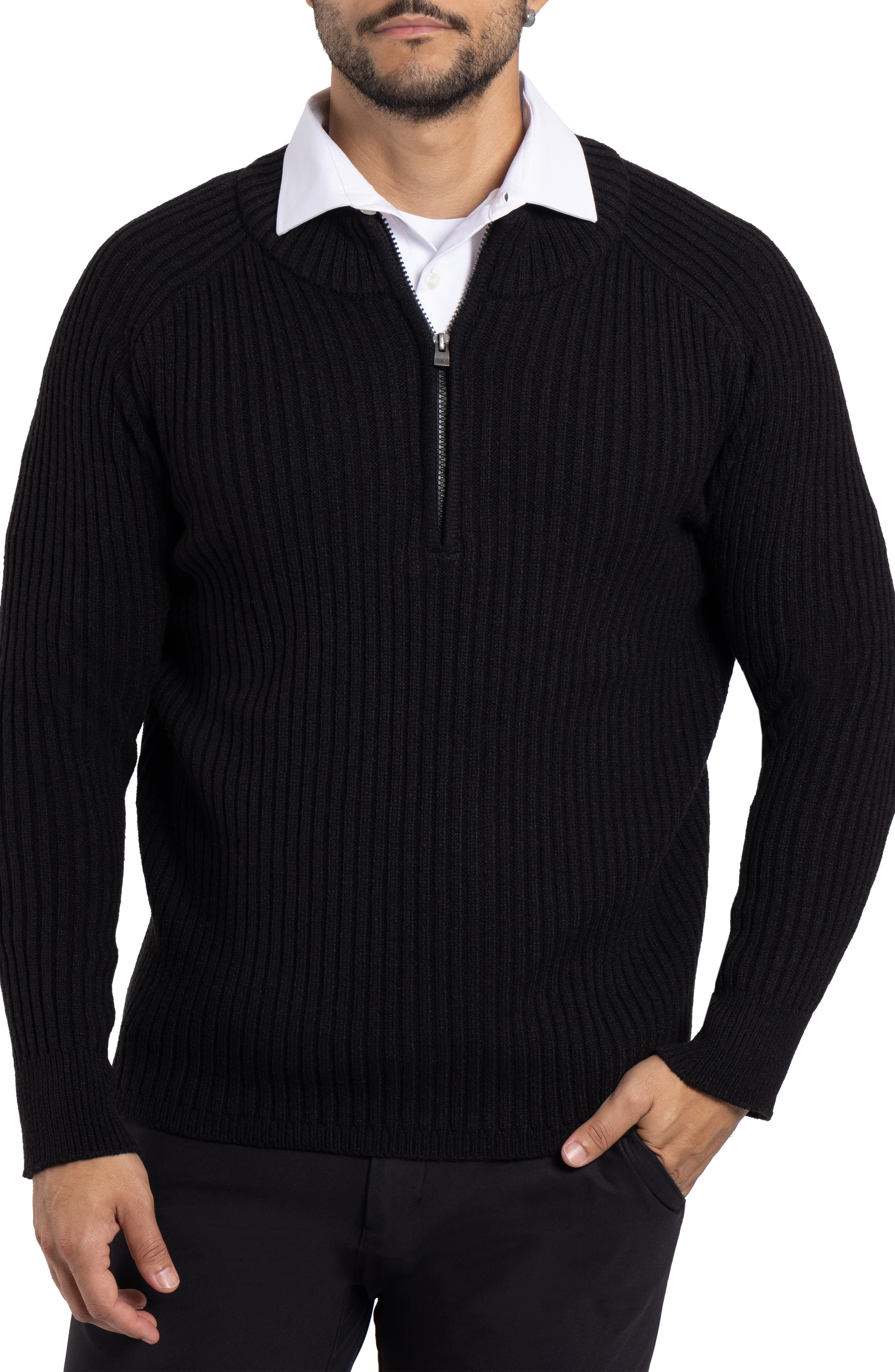 XRAY Rib Quarter Zip Sweater