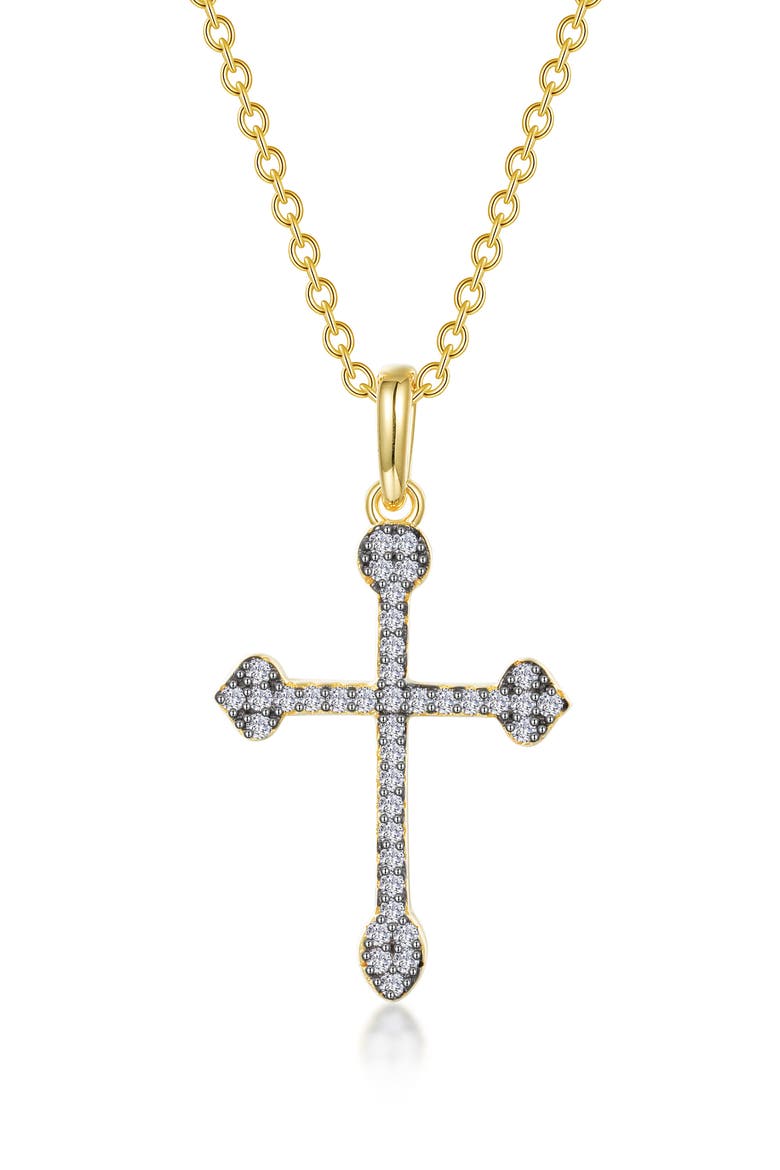 Pavé Simulated Diamond Cross Pendant Necklace, Main, color, WHITE