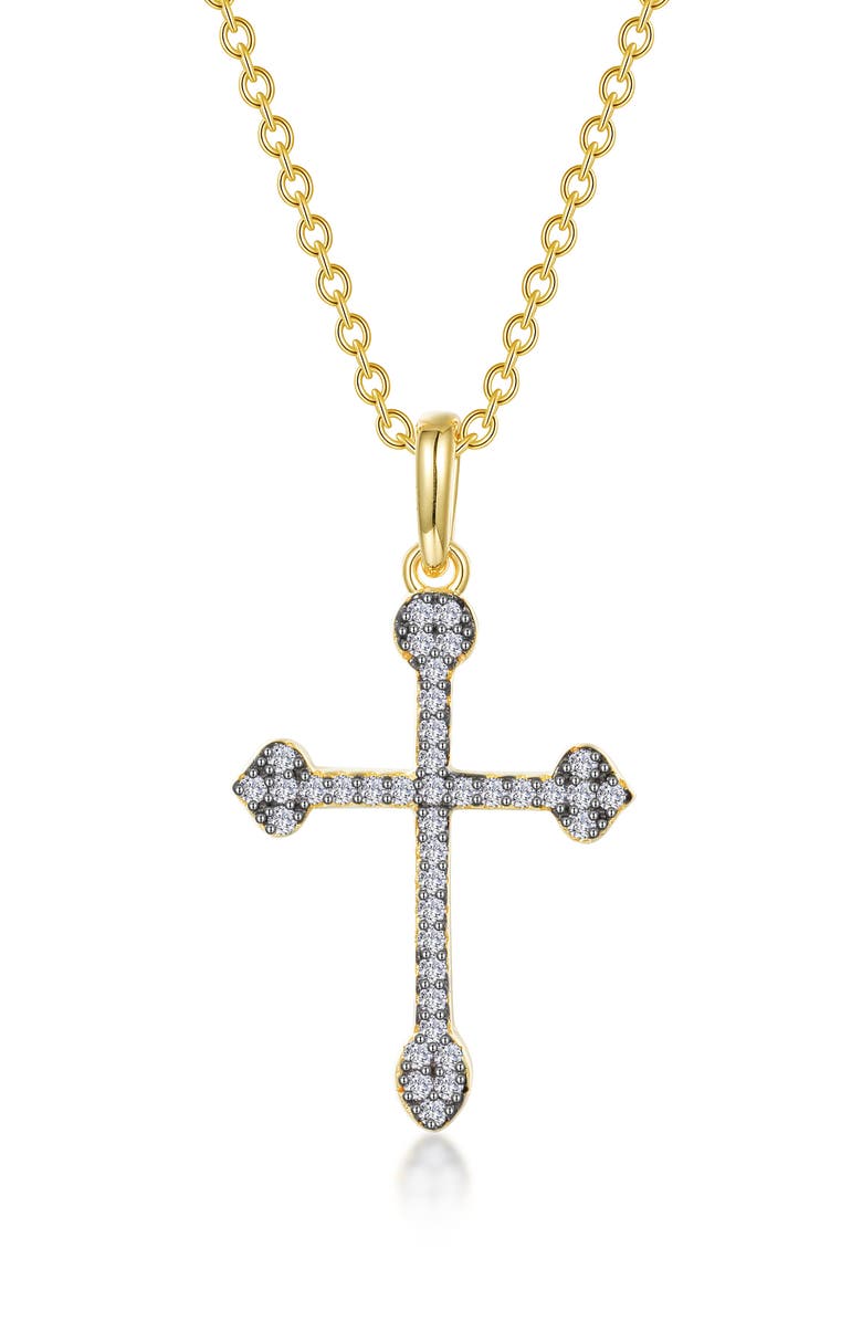 Lafonn Pavé Simulated Diamond Cross Pendant Necklace, Main, color, White