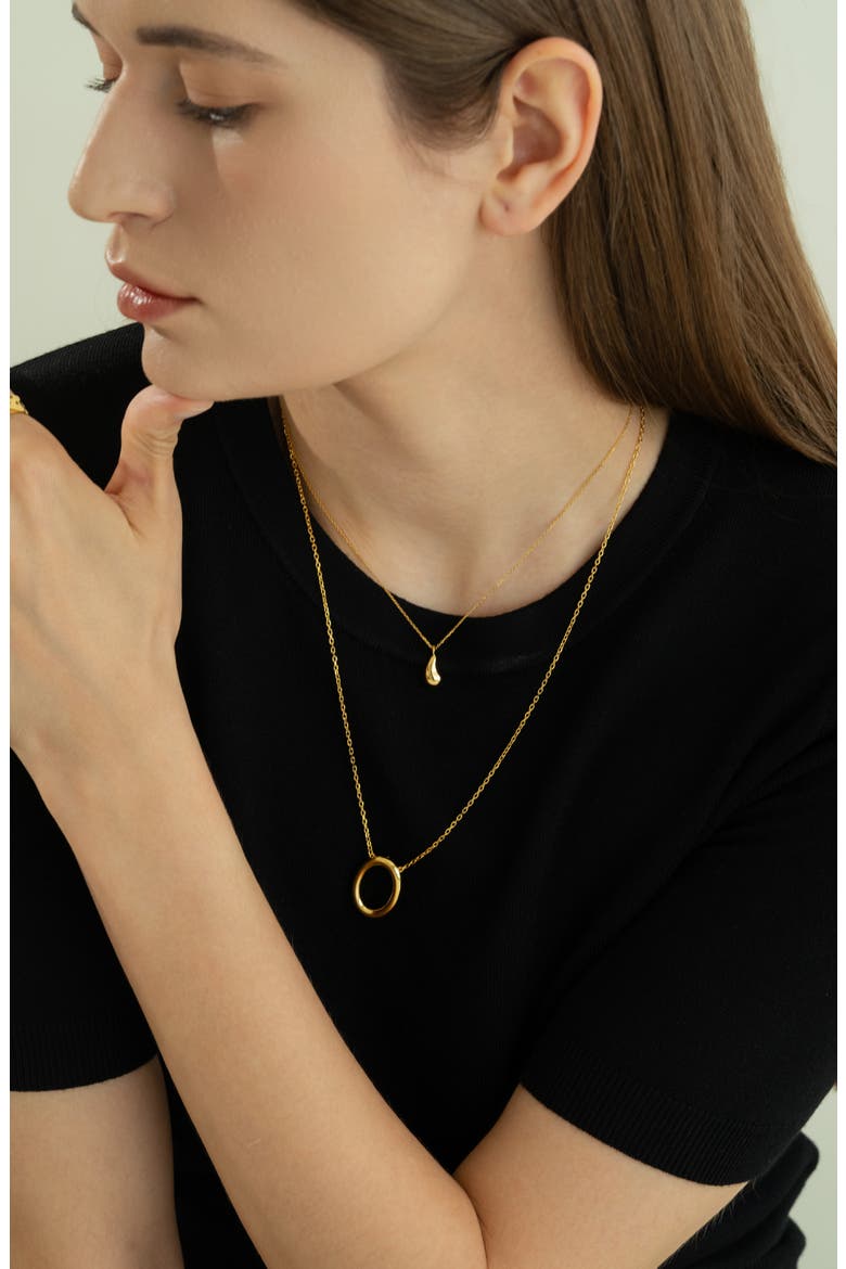 Sterling Silver 18k Gold Plated Brynn Circle Necklace Dainty Chic, Alternate, color, Gold
