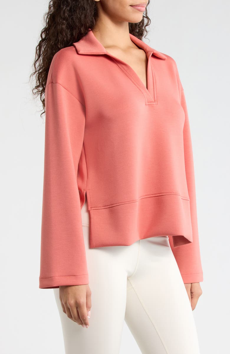 SPANX<sup>®</sup> AirEssentials Scuba Knit Polo Top, Alternate, color, Clay