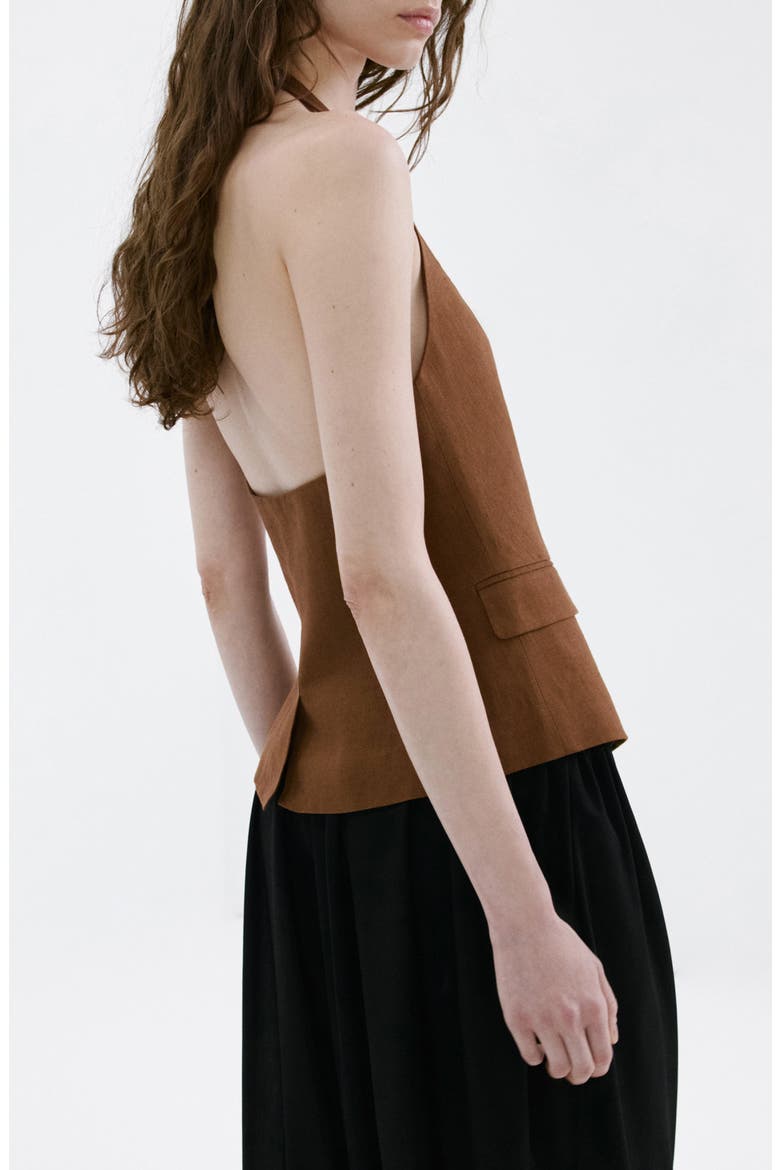 Linen Suit Waistcoat, Alternate, color, BROWN