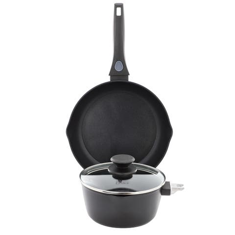 4 Piece Nonstick Aluminum Cookware Set in Black