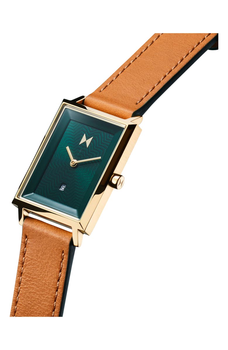 MVMT Signature Square Alpine Treasure Leather Strap Watch, 24mm, Alternate, color, 