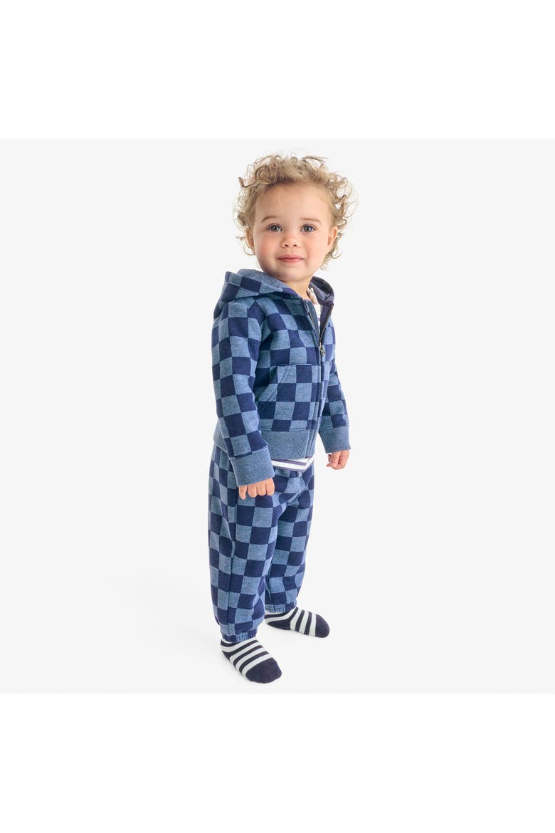 Baby Cozy Fleece Sweatpant In Checkerboard, Alternate, color, Heather Navy Checks