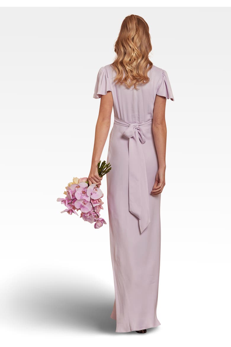 Chelsea Satin V-Neck Bridesmaid Dress, Alternate, color, Lilac
