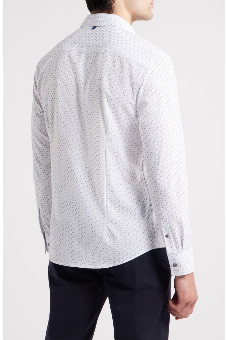 Trim Fit Neat Performance Button-Up Shirt, Alternate, color, WHITE