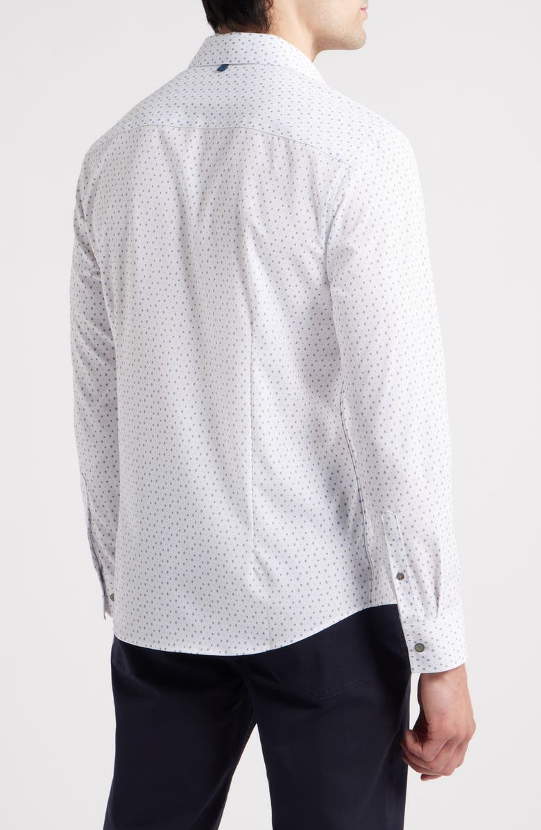 W.R.K Trim Fit Geometric Print Performance Button-Up Shirt, Alternate, color, White