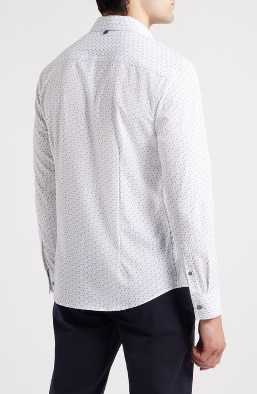 Wrk W.r.k Trim Fit Geometric Print Performance Button-up Shirt In White