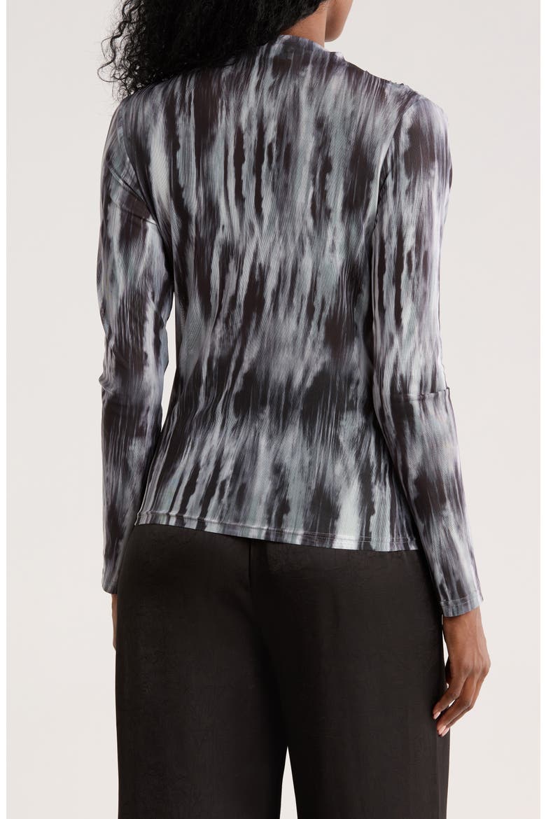 Side Ruched Mesh Top, Alternate, color, BLACK