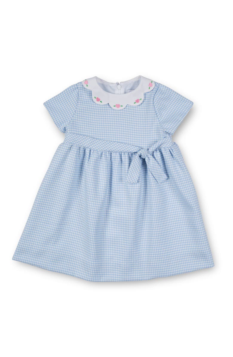 Florence Eiseman Houndstooth Dress With Hearts, Main, color, Light Blue, White