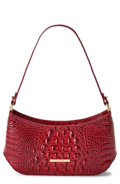 Lilibeth Croc Embossed Leather Shoulder Bag
