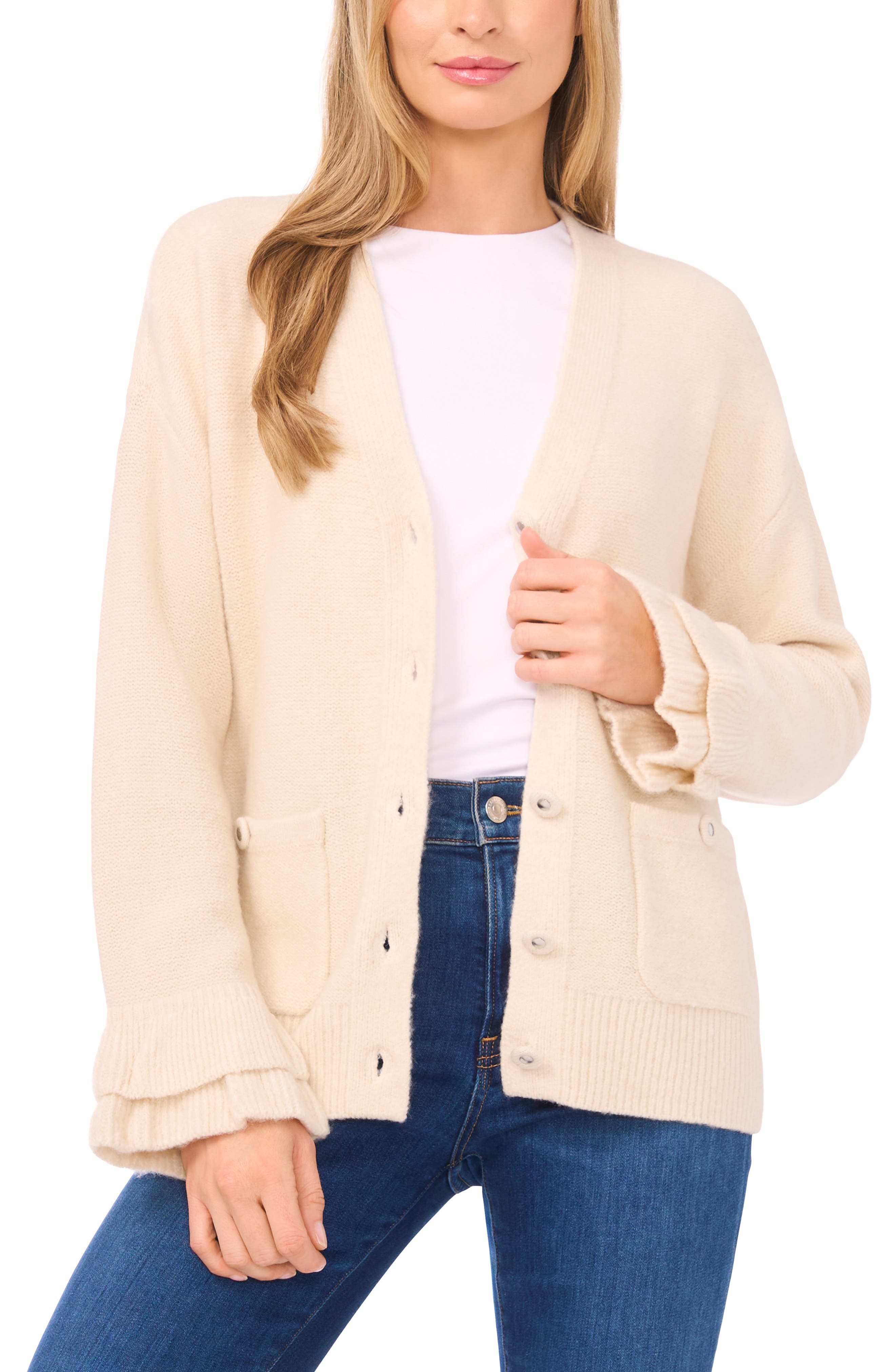 CeCe Ruffle Cuff Cardigan