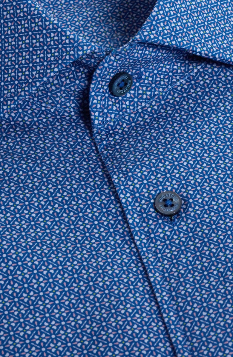 Bugatchi Devon OoohCotton<sup>®</sup> Mosaic Print Button-Up Shirt, Alternate, color, Thistle