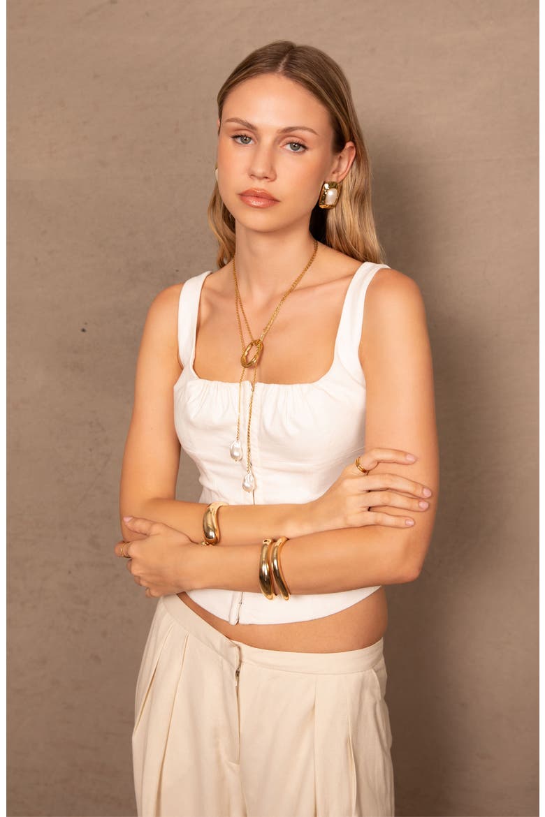 Solar Faux Pearl Y-Necklace, Alternate, color, GOLD