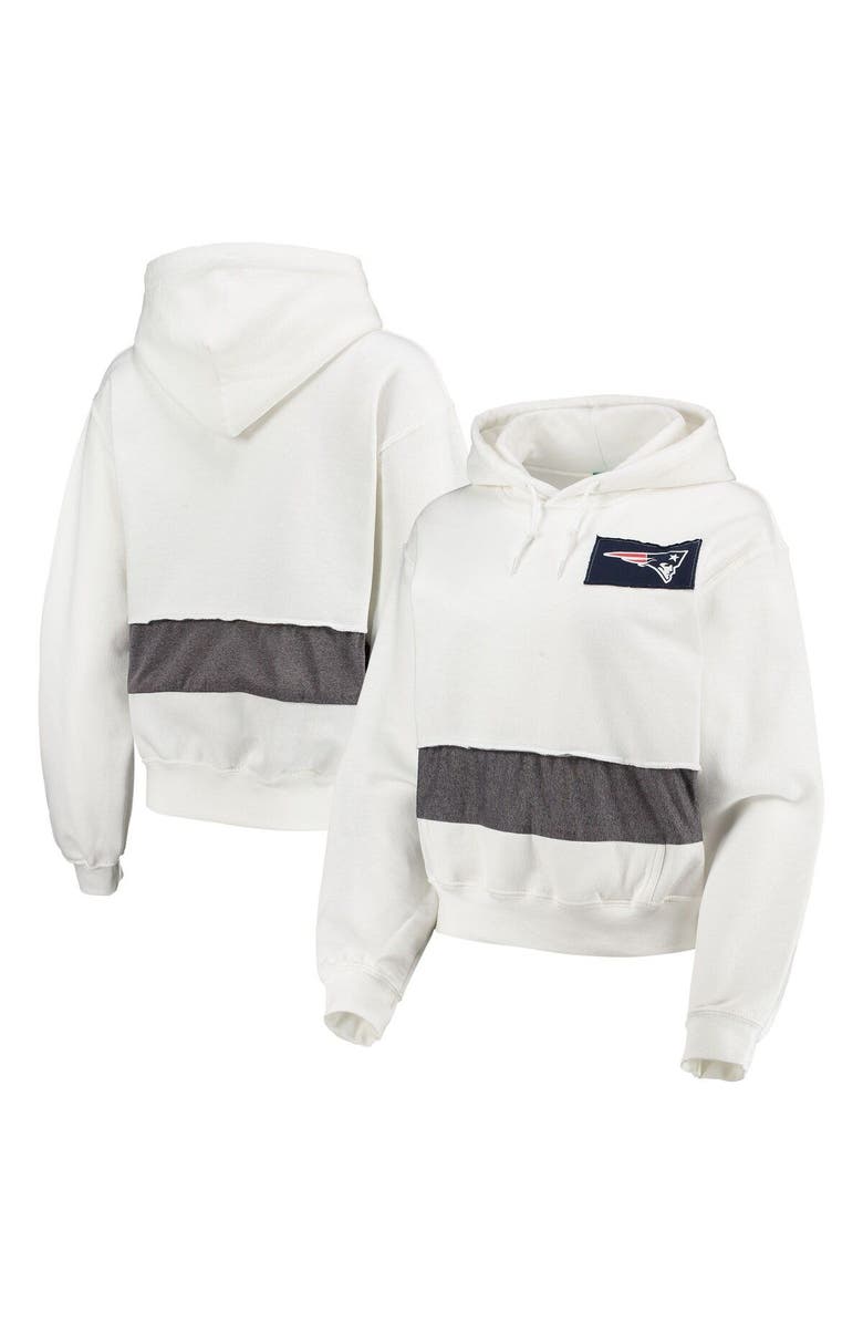REFRIED APPAREL Women's Refried Apparel White New England Patriots Sustainable Crop Dolman Pullover Hoodie, Main, color, White