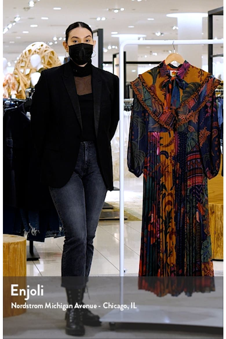 Mixed Prints Pleated Long Sleeve Midi Dress video