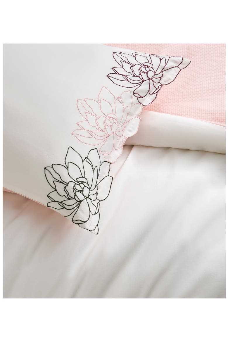 Magnolia Embroidered Duvet Cover & Pillow Shams Set, Alternate, color, BRIGHT WHITE