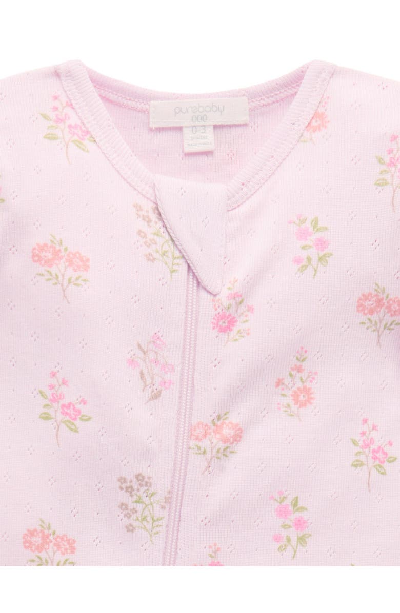 Purebaby Printed Zip Footie & Headband, Alternate, color, Aster Print