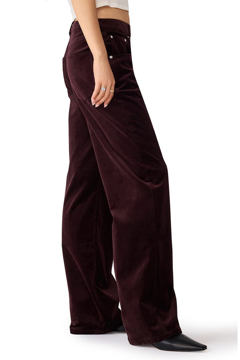 Sydnee Stretch Velvet Wide Leg Pants, Alternate, color, DEEP FIG
