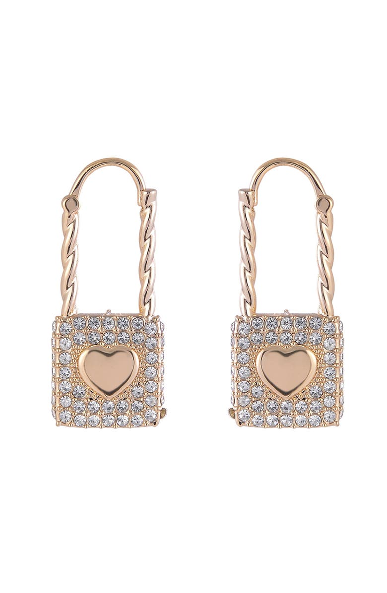 Hallmark Heart & Stone Lock Earrings, Alternate, color, Gold