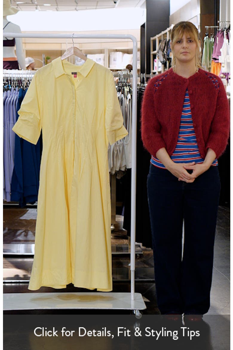 Pleated Cotton Button-Up Maxi Shirtdress video