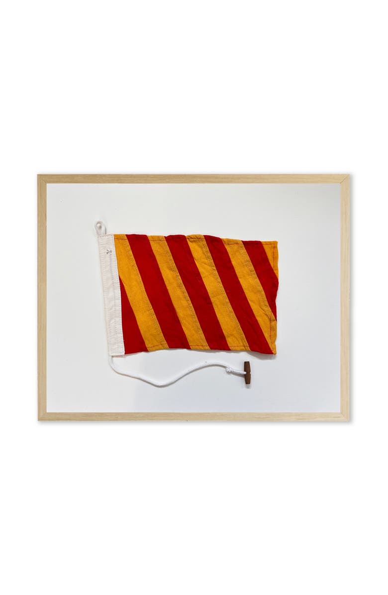 Antique Curiosities Red and Yellow Striped Flag in Natural Wooden Frame, Main, color, Multi