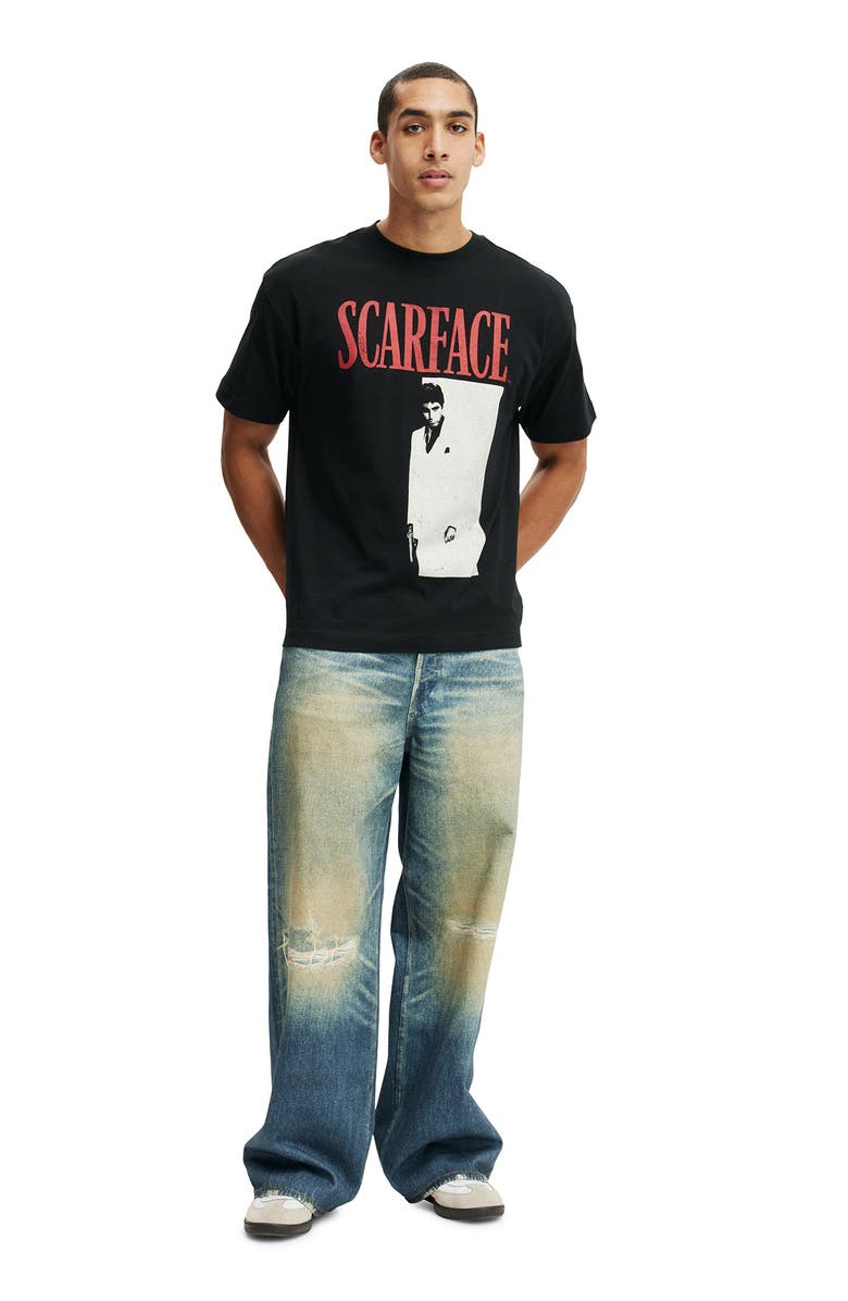 Cotton On Men's Box Fit License T-Shirt, Alternate, color, Black Scarface-Poster