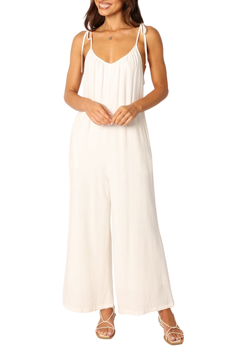 Petal & Pup Margo Tie Strap Linen Jumpsuit, Main, color,