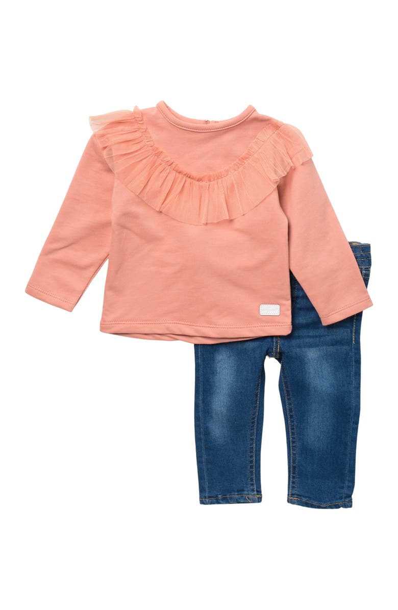 7 For All Mankind Ruffle Top & Jeans Set, Main, color,