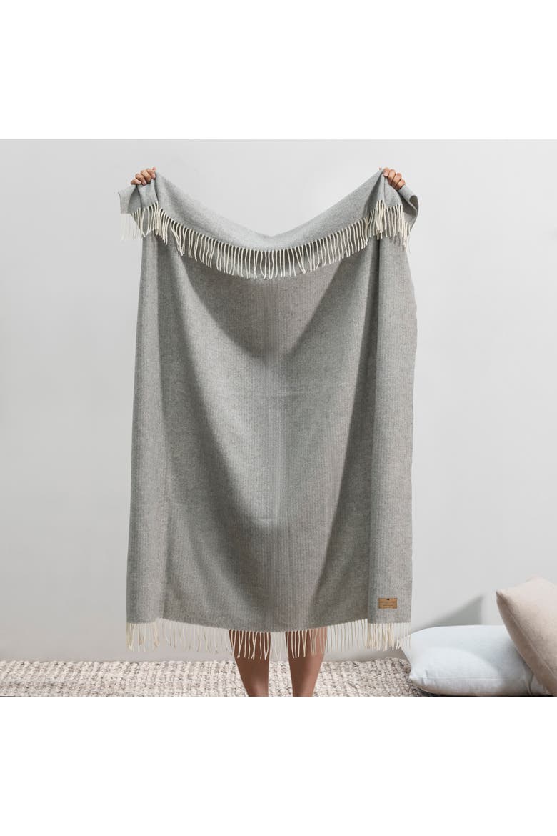 Pinstripe Cashmere Throw, Alternate, color, Silver